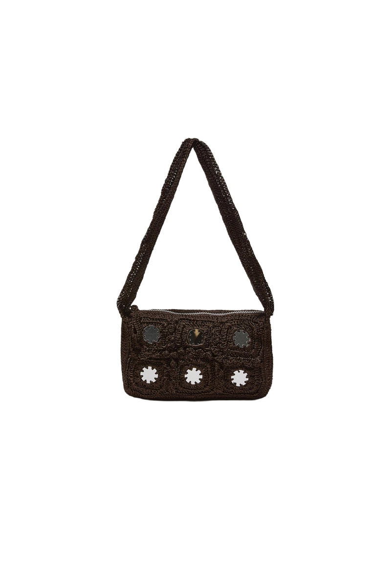 Сумка на плечо из кроше с зеркальными элементами