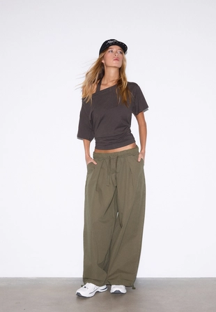 Брюки Barrel из поплина со стопперами- Заказать в России