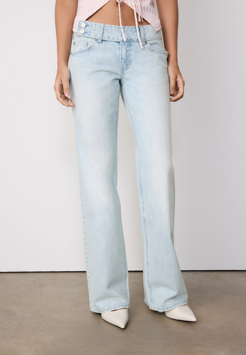 Джинсы с низкой посадкой, прямого кроя, с петлями для молотка