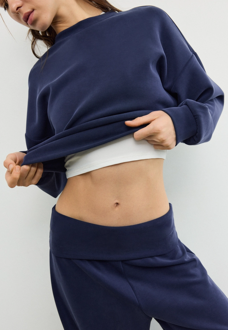 Мягкие брюки-джоггеры «рукава-фонарики» с отворотом на талии