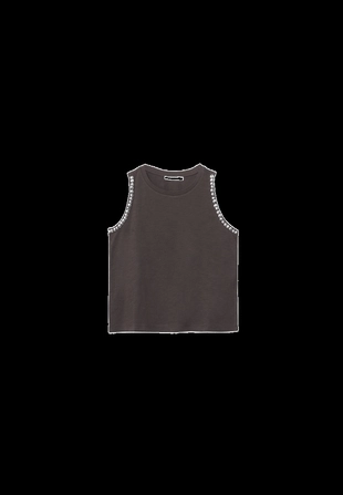 Укороченная майка с вышивкой и заклепками- Заказать в России