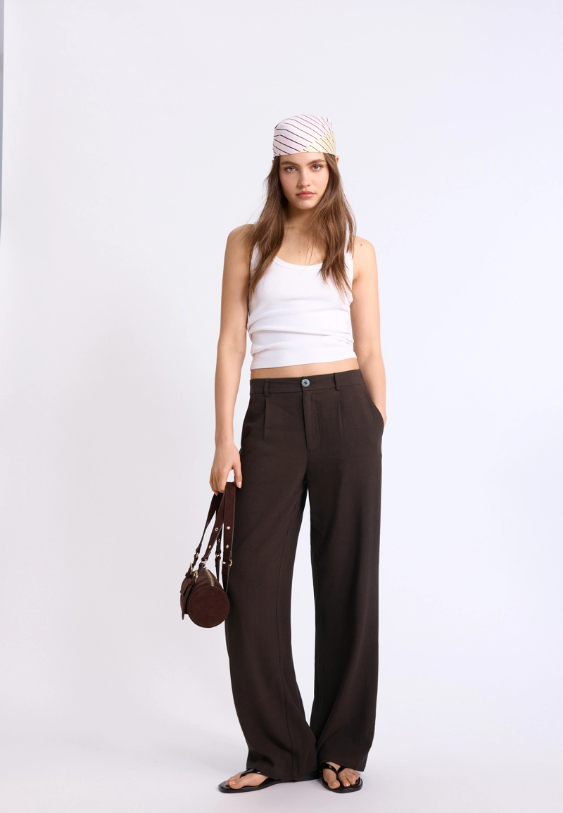 Прямые брюки под льняную ткань