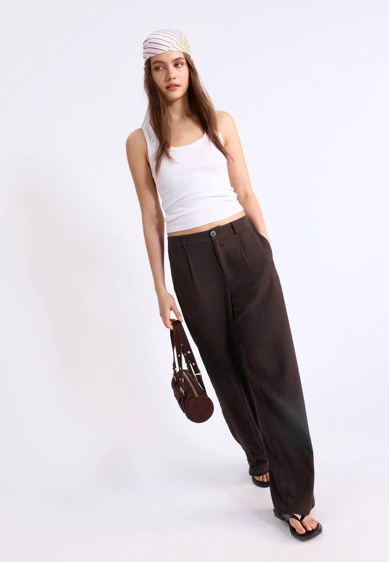 Прямые брюки под льняную ткань