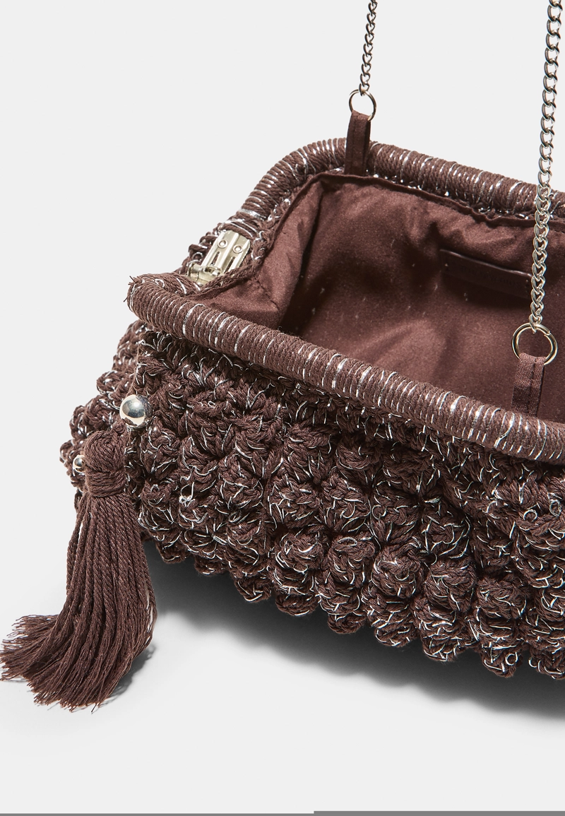 Сумка-мешок из металлизированного кроше