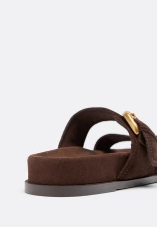 Кожаные сандалии на плоской подошве с пряжками- Заказать в России