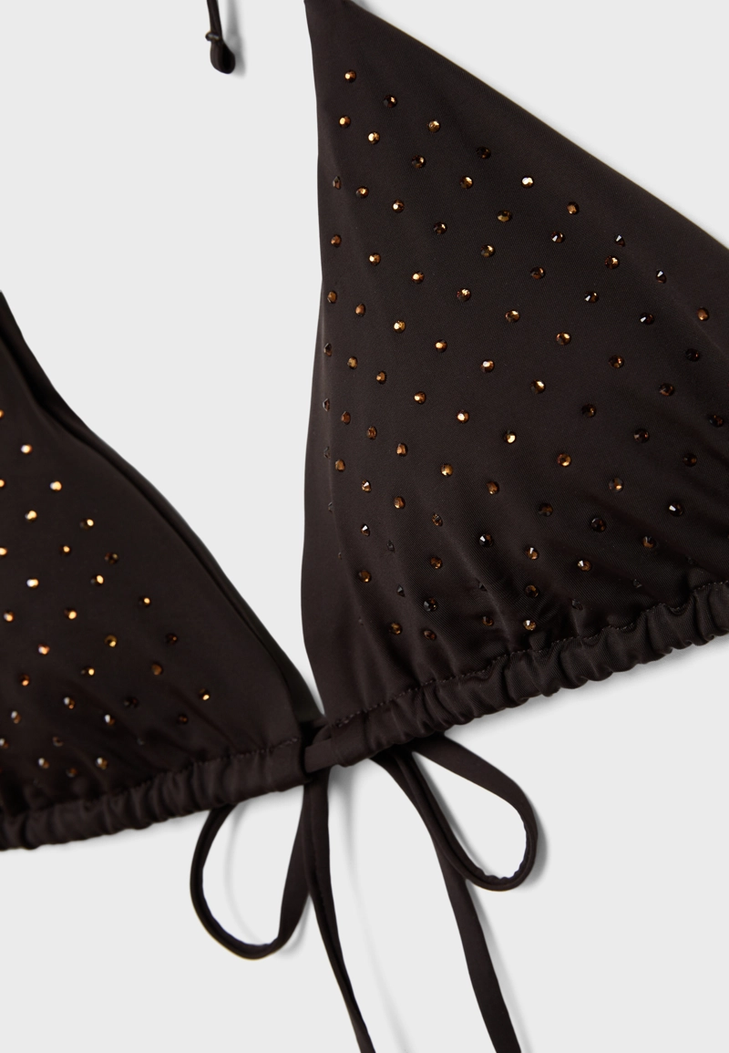 Бюстгальтер бикини треугольник с блестящей отделкой