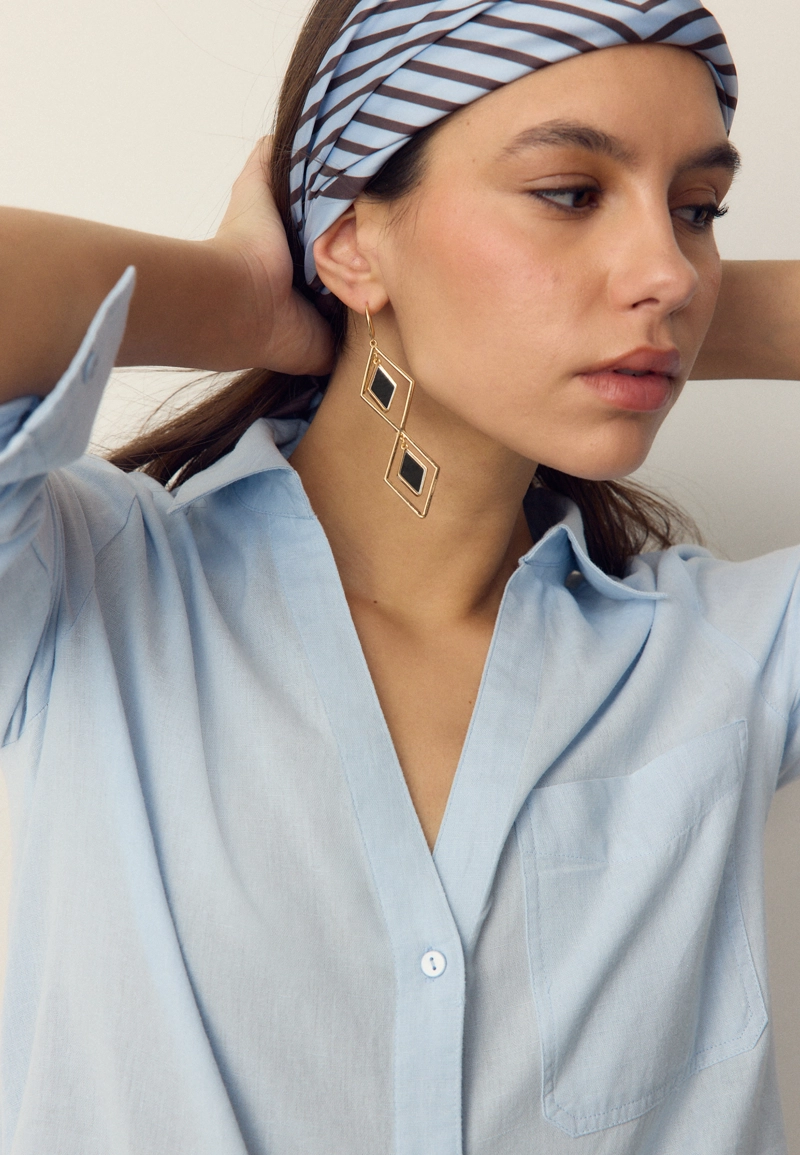 Свободная рубашка с карманом из льняной ткани