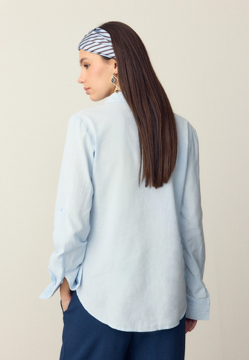 Свободная рубашка с карманом из льняной ткани