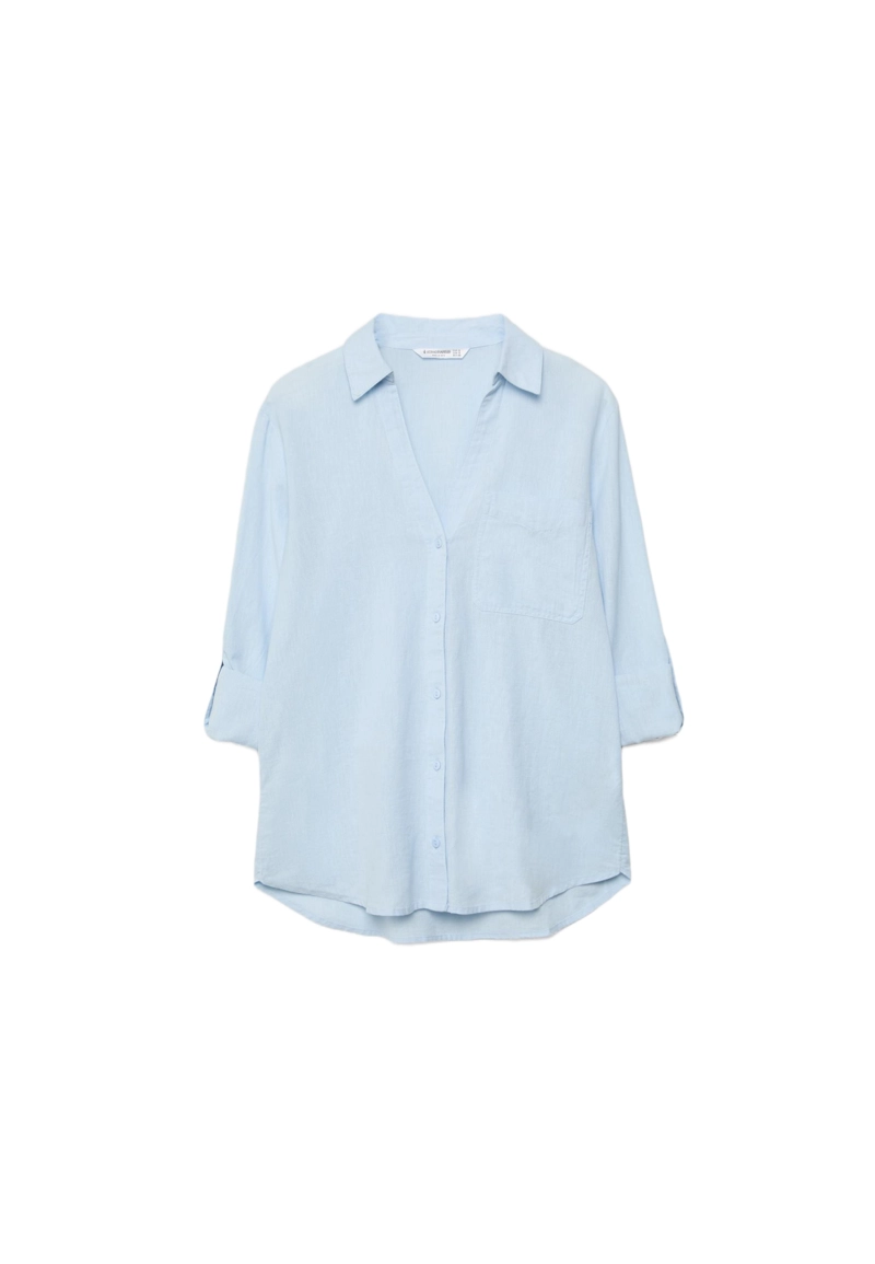 Свободная рубашка с карманом из льняной ткани
