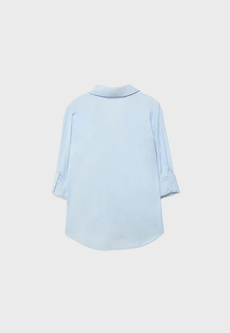 Свободная рубашка с карманом из льняной ткани