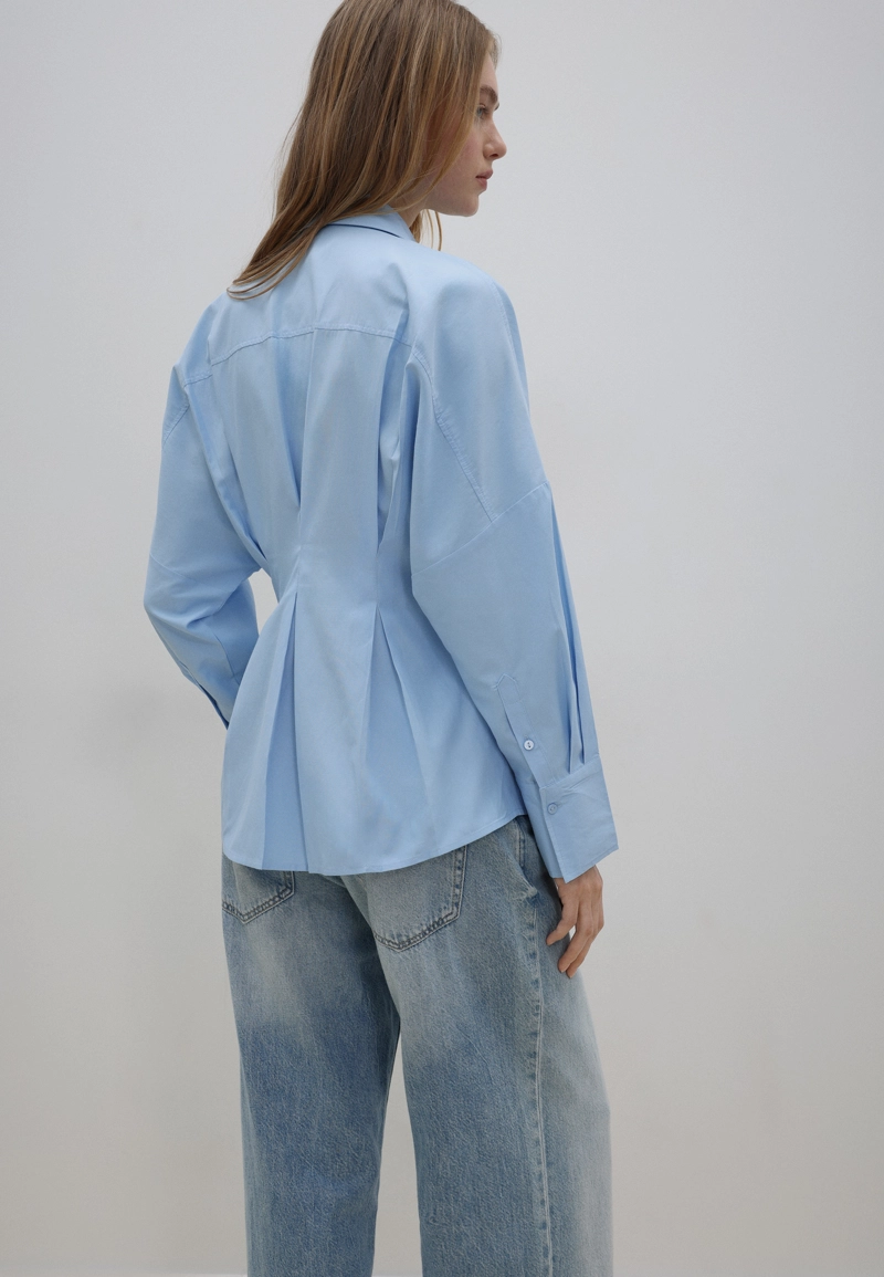 Рубашка из поплина со складками