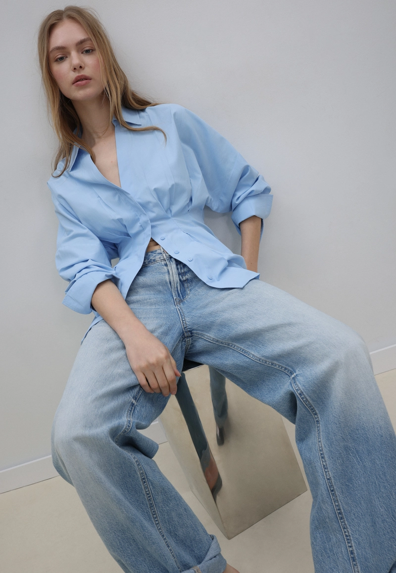 Рубашка из поплина со складками