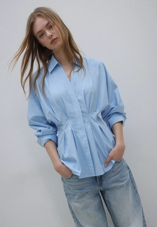 Рубашка из поплина со складками- Заказать в России