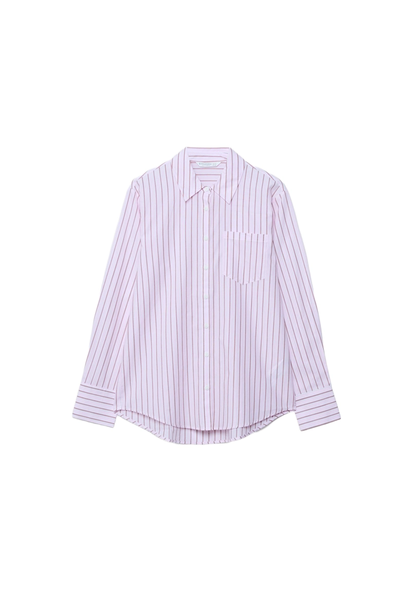 Базовая рубашка в полоску из поплина с карманом