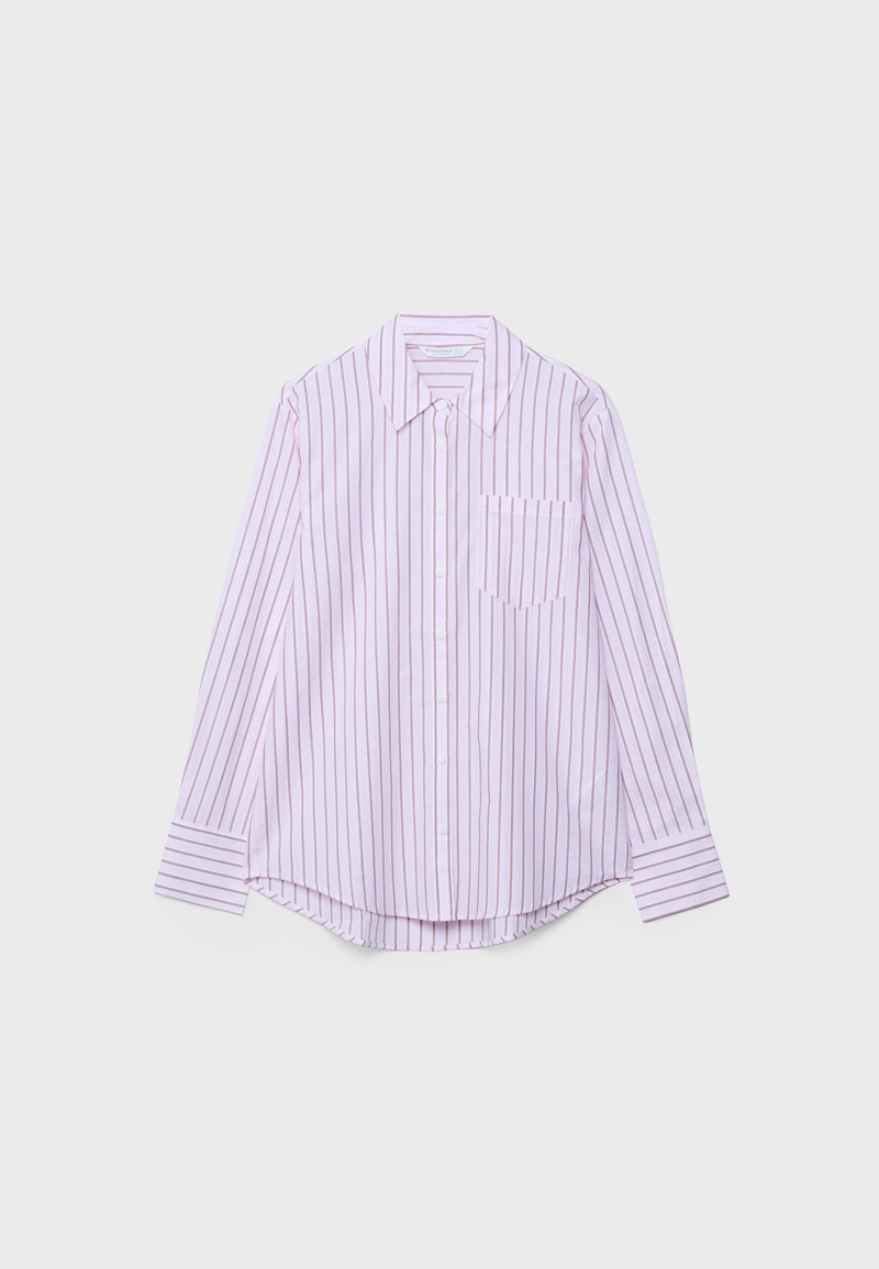 Базовая рубашка в полоску из поплина с карманом
