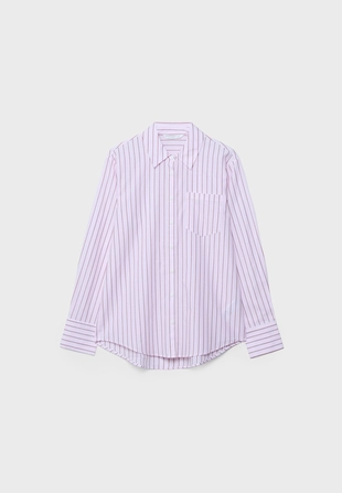 Базовая рубашка в полоску из поплина с карманом- Заказать в России