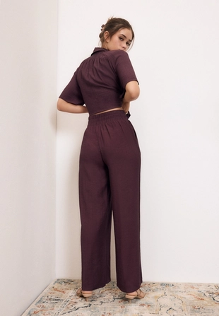 Брюки палаццо с широким поясом- Заказать в России