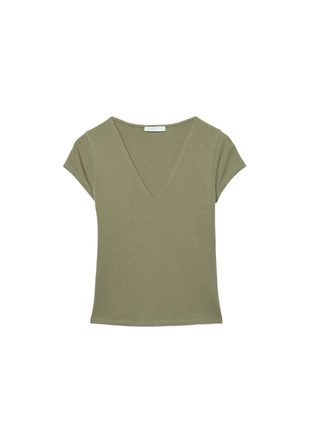 Футболка с короткими рукавами и V-образным вырезом- Заказать в России