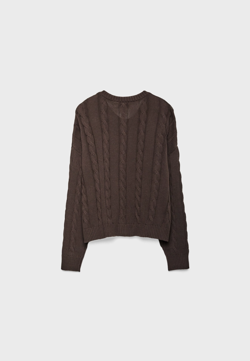 Вязаный кардиган с косами на пуговицах