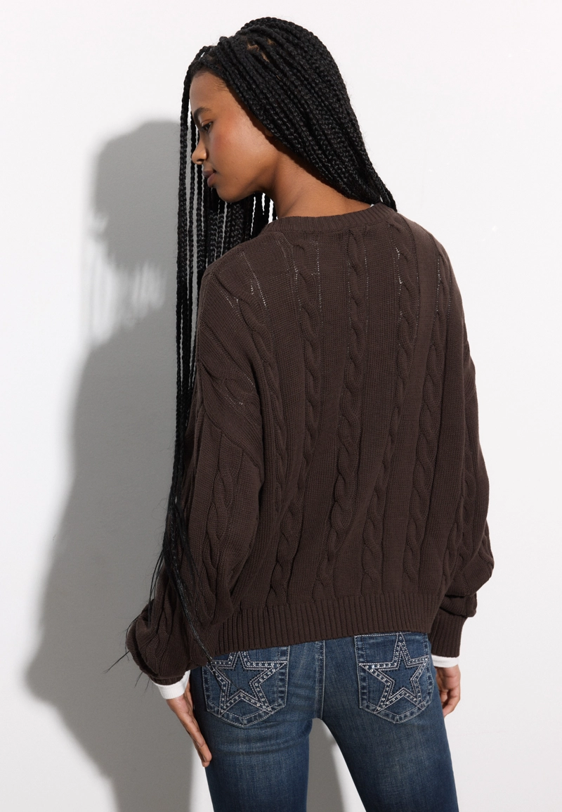 Вязаный кардиган с косами на пуговицах