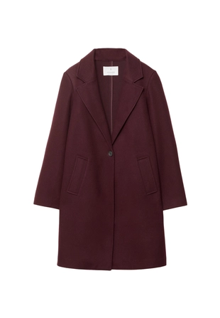 Пальто миди на пуговице из мягкой ткани- Заказать в России