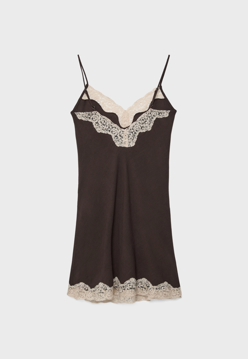 Короткое платье рустик с кружевом