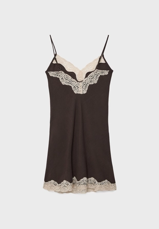 Короткое платье рустик с кружевом- Заказать в России