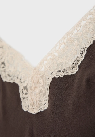 Короткое платье рустик с кружевом- Заказать в России