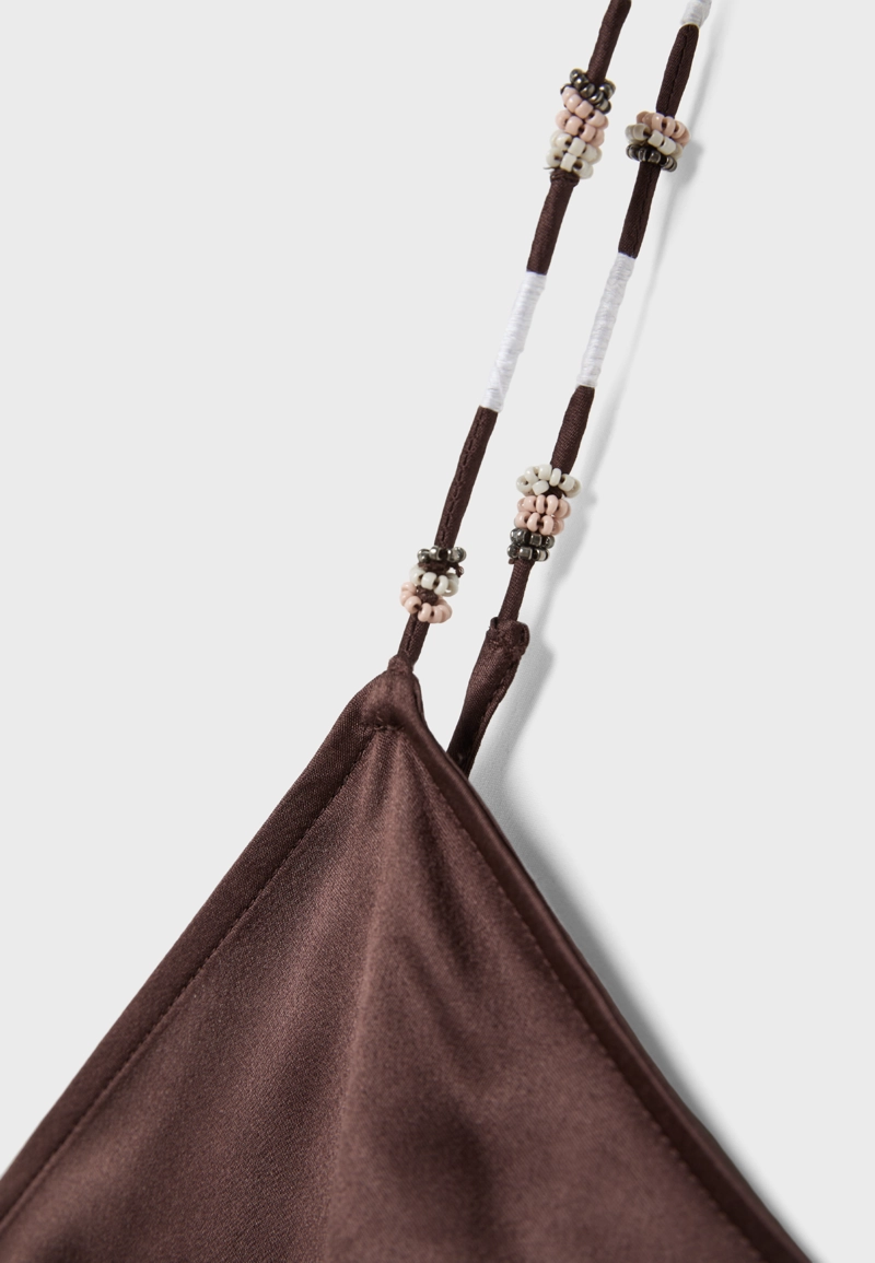 Длинный комбинезон из сатина с бисером