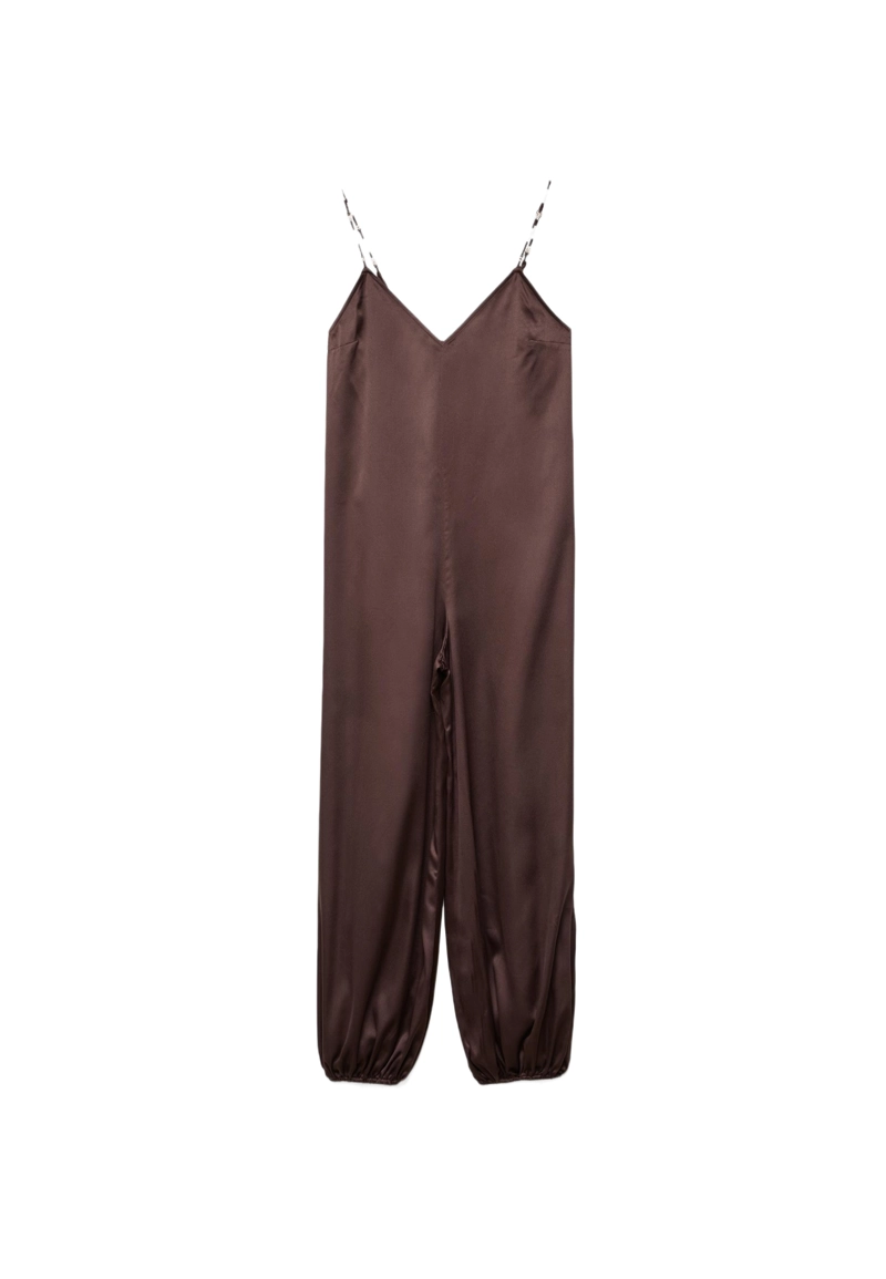 Длинный комбинезон из сатина с бисером