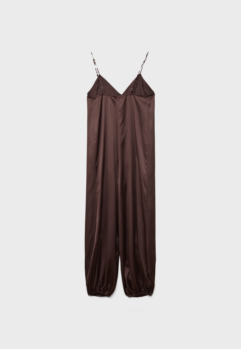 Длинный комбинезон из сатина с бисером