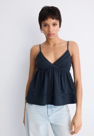 Топ на бретелях с отделкой кроше- Заказать в России