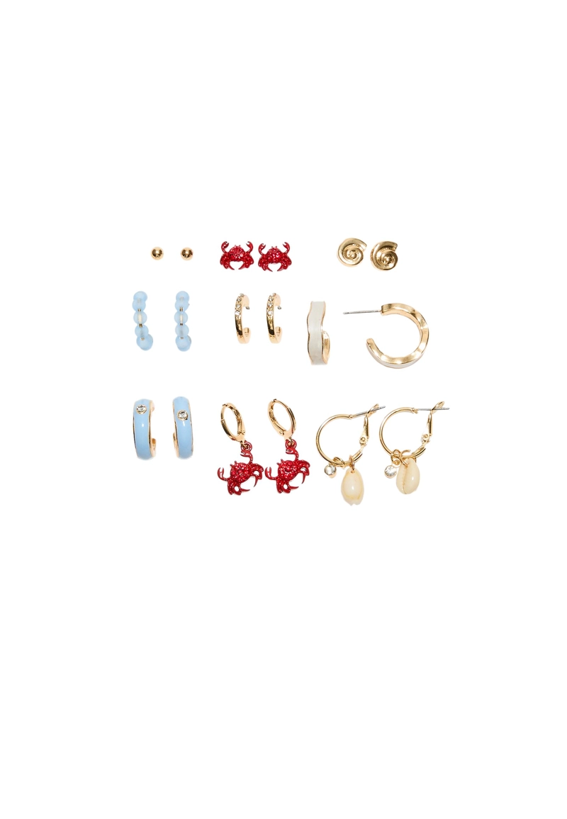 Набор из 9 серег «Краб» с блестящей отделкой