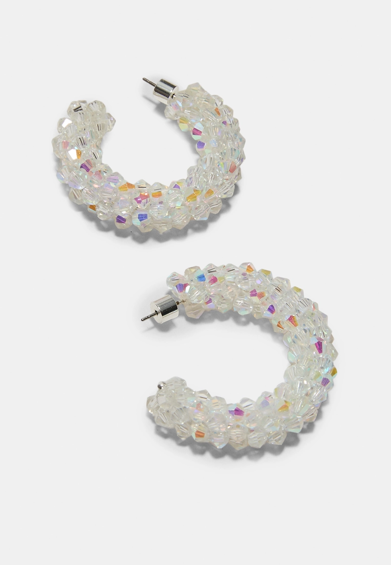 Серьги-кольца с бусинами