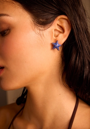 Набор из 3 серег: звезда и кольца с эмалью- Заказать в России