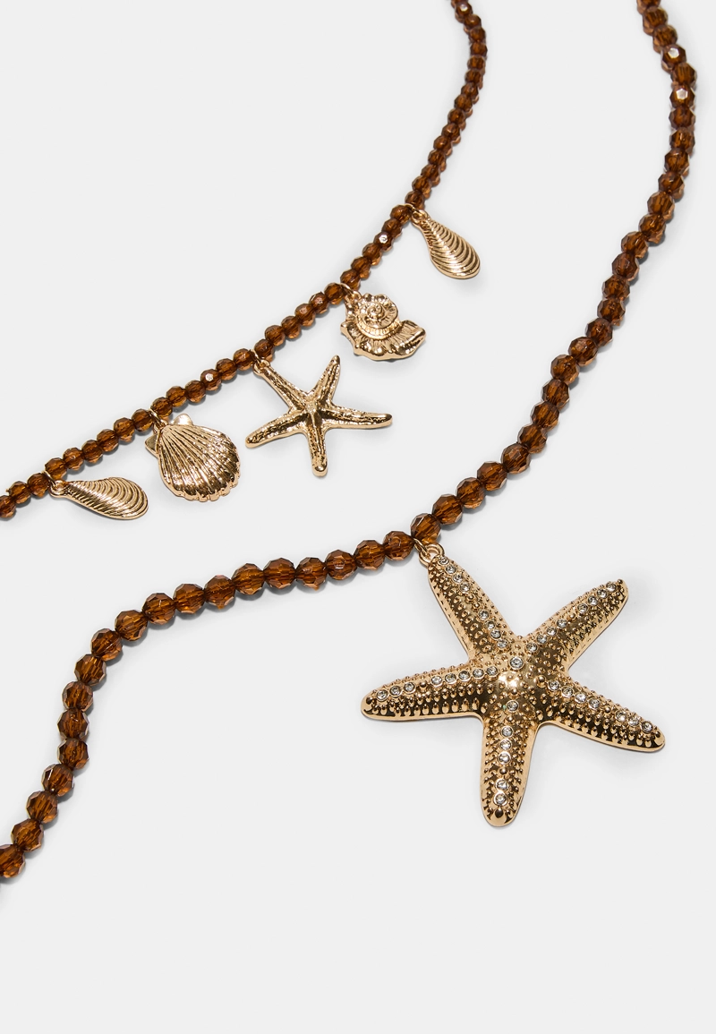Набор из 2 ожерелий с подвесками «Морская звезда»