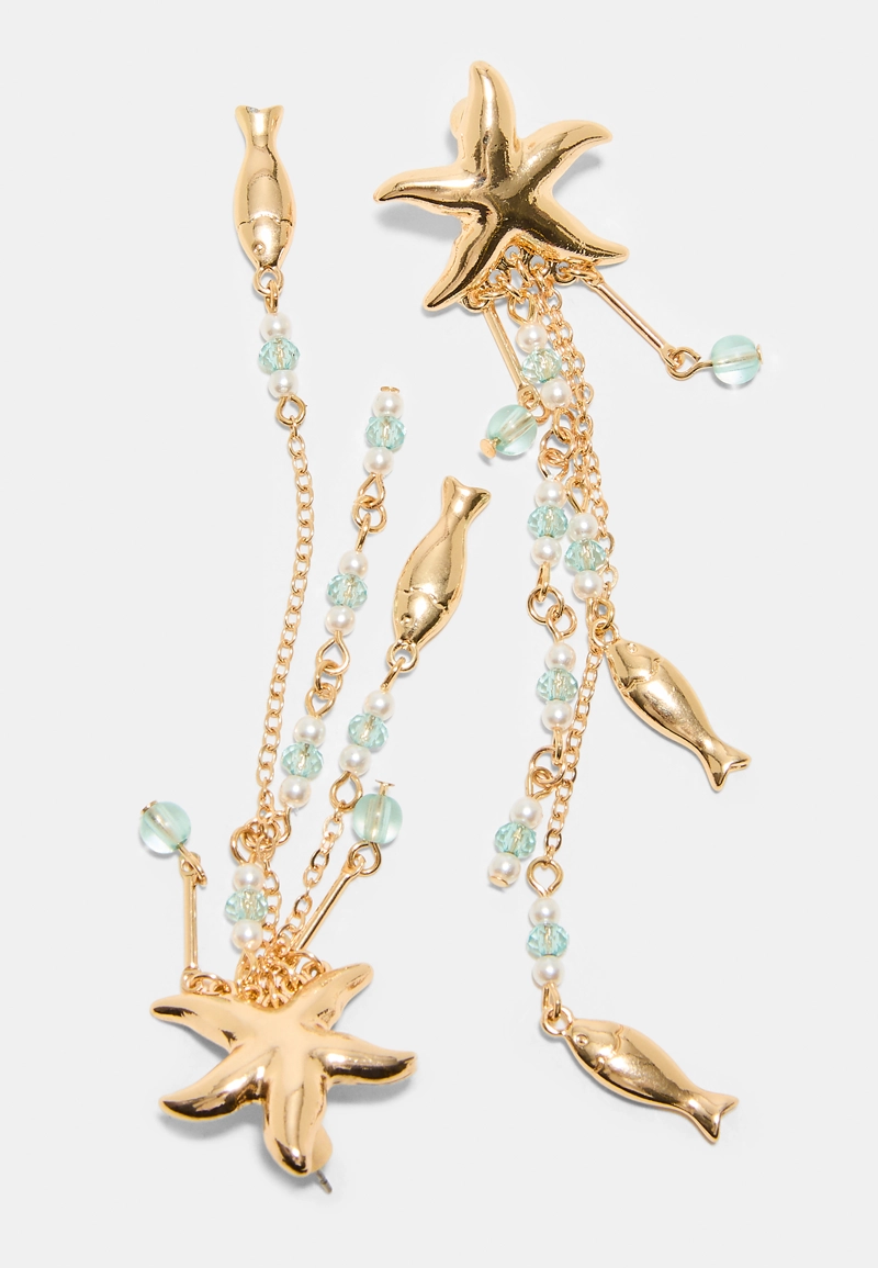 Серьги-каскады со звездами