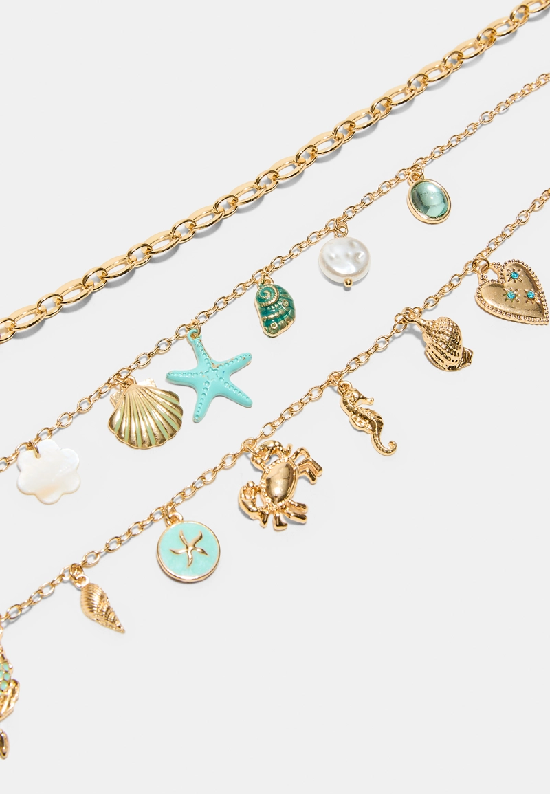 Набор из 3 колье с морскими подвесками