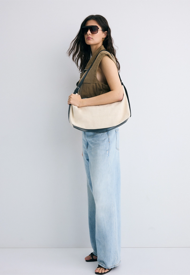 Комбинированная сумка-шопер из канваса