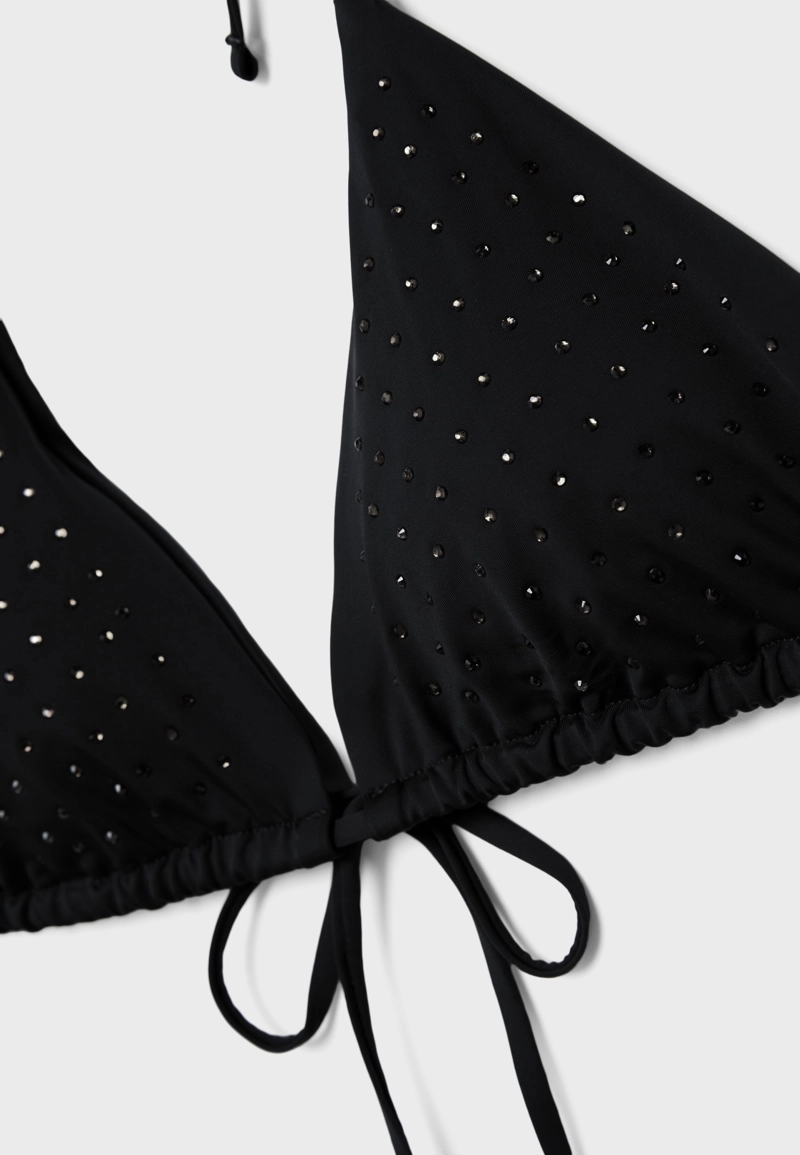 Бюстгальтер бикини треугольник с блестящей отделкой