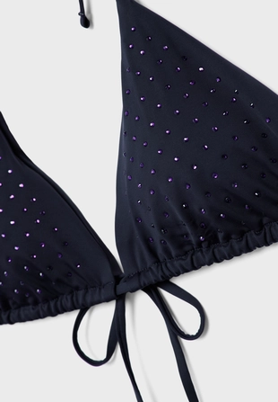 Бюстгальтер бикини треугольник с блестящей отделкой- Заказать в России