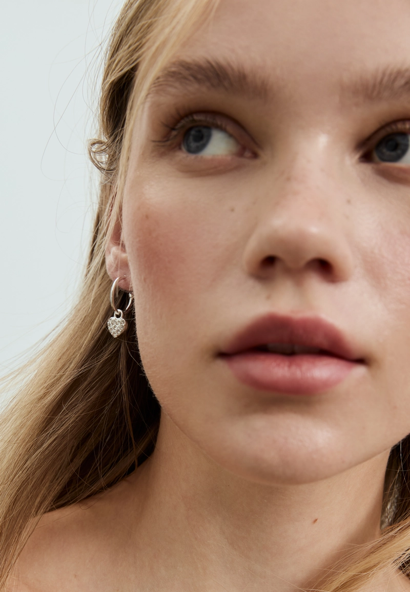 Набор из 9 серег-колец и сердечек