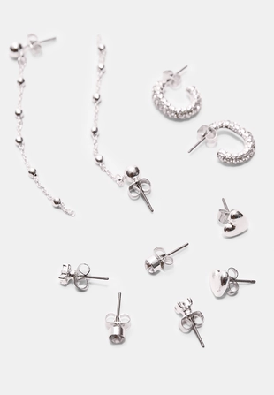 Набор из 9 серег-колец и сердечек- Заказать в России