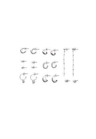 Набор из 9 серег-колец и сердечек- Заказать в России