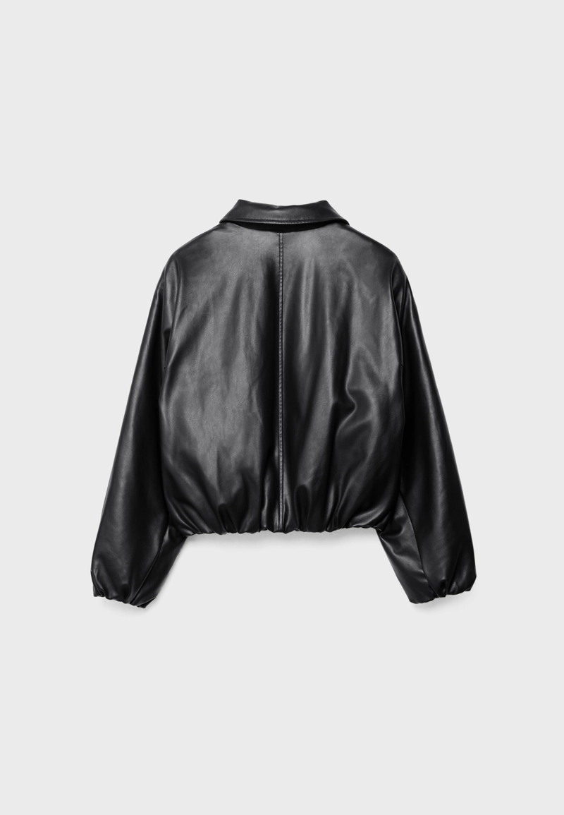 Стеганая куртка-бомбер из искусственной кожи