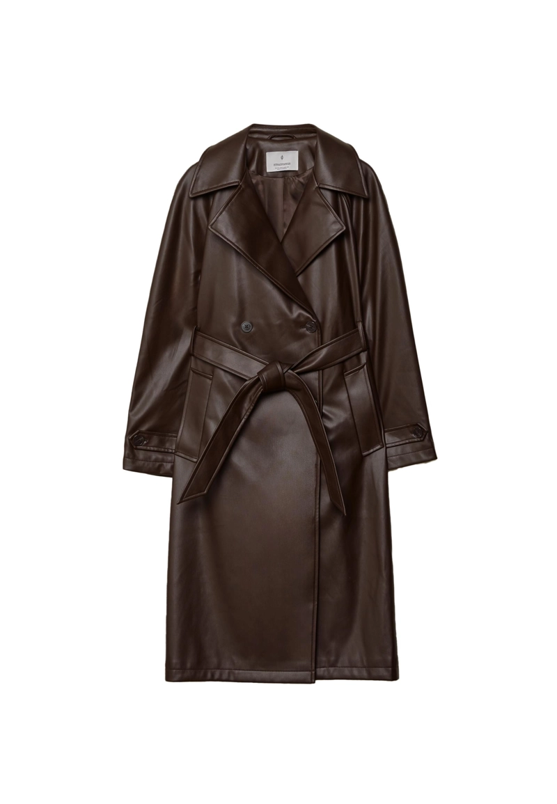 Длинный тренч из искусственной кожи