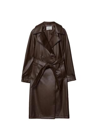 Длинный тренч из искусственной кожи- Заказать в России