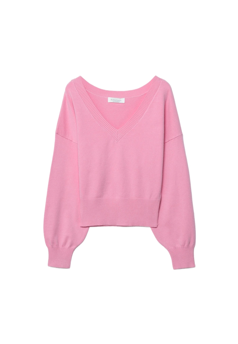 Свитер с V-образным вырезом и рукавами «летучая мышь»