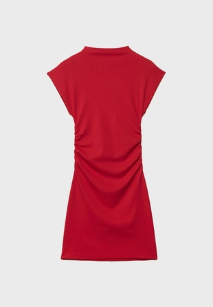 Короткое приталенное платье со сборками- Заказать в России