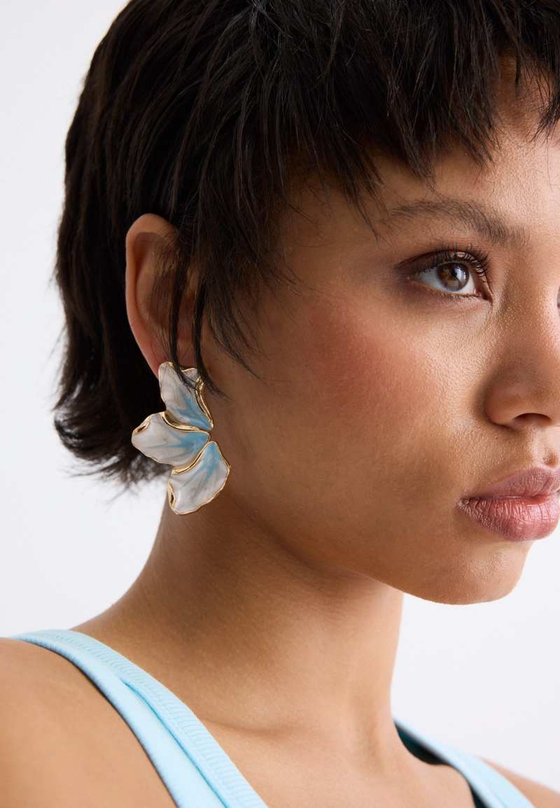 Серьги-вееры с эмалью